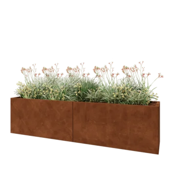 Corten acél virágláda XXL - Téglalap - 240 x 50 x 60 cm - Fenéklemez nélkül