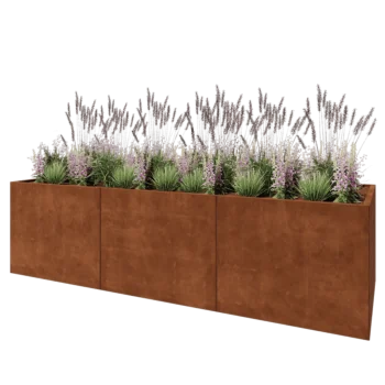 Corten acél virágláda XXL - Téglalap - 300 x 100 x 80 cm - Fenéklemez nélkül