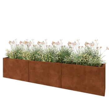 Corten acél virágláda XXL - Téglalap - 300 x 40 x 60 cm - Fenéklemez nélkül