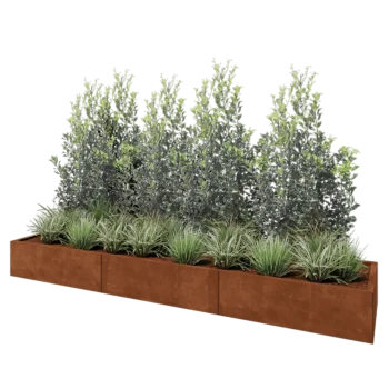 Corten acél virágláda XXL - Téglalap - 300 x 60 x 30 cm - Fenéklemez nélkül