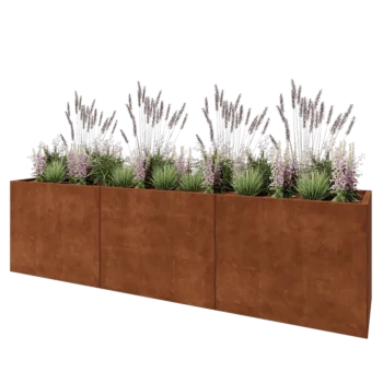 Corten acél virágláda XXL - Téglalap - 300 x 60 x 80 cm - Fenéklemez nélkül