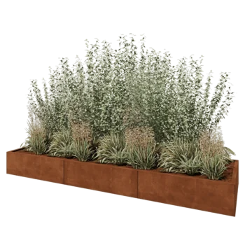 Corten acél virágláda XXL - Téglalap - 300 x 80 x 30 cm - Fenéklemez nélkül