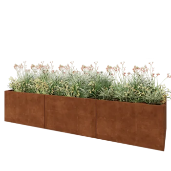 Corten acél virágláda XXL - Téglalap - 300 x 80 x 60 cm - Fenéklemez nélkül