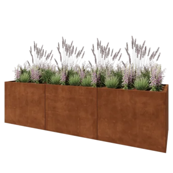 Corten acél virágláda XXL - Téglalap - 300 x 80 x 80 cm - Fenéklemez nélkül