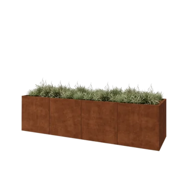 Corten acél virágláda XXL - Téglalap - 400 x 100 x 100 cm - Fenéklemez nélkül