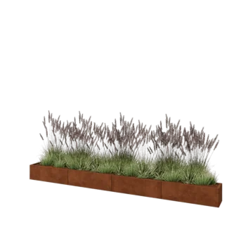 Corten acél virágláda XXL - Téglalap - 400 x 30 x 30 cm - Fenéklemezzel
