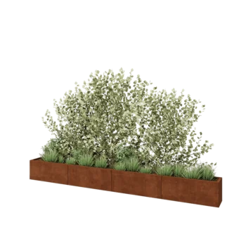 Corten acél virágláda XXL - Téglalap - 400 x 30 x 40 cm - Fenéklemez nélkül