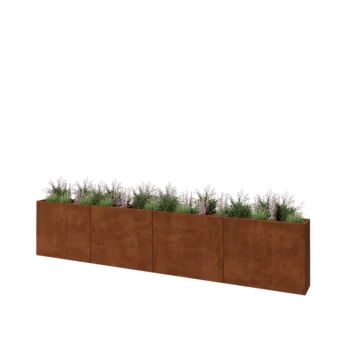 Corten acél virágláda XXL - Téglalap - 400 x 30 x 80 cm - Fenéklemezzel