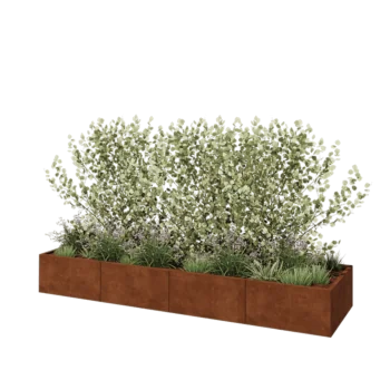 Corten acél virágláda XXL - Téglalap - 320 x 80 x 40 cm - Fenéklemezzel