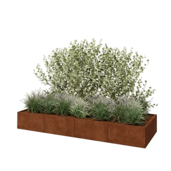 Corten acél virágláda XXL - Téglalap - 320 x 100 x 40 cm - Fenéklemezzel