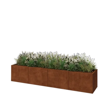 Corten acél virágláda XXL - Téglalap - 320 x 60 x 60 cm - Fenéklemezzel