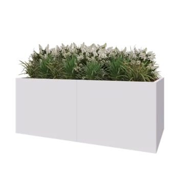 Acél virágláda XXL - Téglalap - 200 x 100 x 80 cm - RAL9010 matt (fehér) - Fenéklemezzel