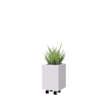 Acél virágláda - Négyzet - 30 x 30 x 40 cm - RAL9010 matt (fehér) - Fenéklemezzel - Kerekekkel