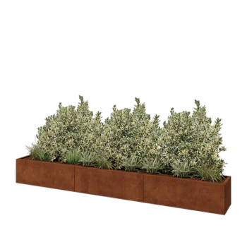 Corten acél virágláda XXL - Téglalap - 360 x 40 x 40 cm - Fenéklemezzel