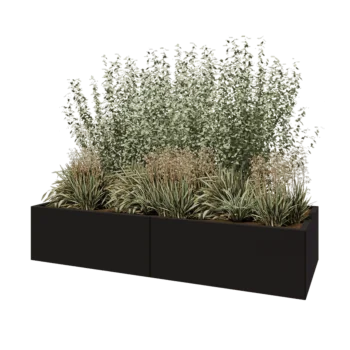 Acél virágláda XXL - Téglalap - 200 x 80 x 40 cm - RAL9005 matt (fekete) - Fenéklemez nélkül