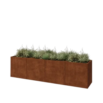 Corten acél virágláda XXL - Téglalap - 320 x 60 x 80 cm - Fenéklemezzel
