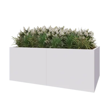 Acél virágláda XXL - Téglalap - 200 x 120 x 80 cm - RAL9010 matt (fehér) - Fenéklemez nélkül