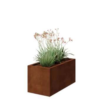 Corten acél virágláda - Téglalap - 100 x 50 x 50 cm - Hegesztett - Fenéklemezzel