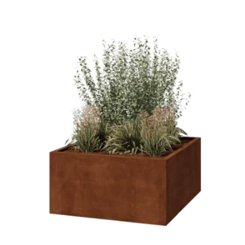Corten acél virágláda - Négyzet - 120 x 120 x 60 cm - Hegesztett - Fenéklemez nélkül