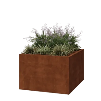 Corten acél virágláda - Négyzet - 120 x 120 x 80 cm - Hegesztett - Fenéklemez nélkül