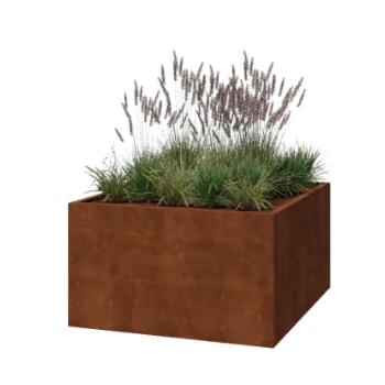 Corten acél virágláda - Négyzet - 140 x 140 x 80 cm - Hegesztett - Fenéklemez nélkül
