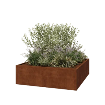 Corten acél virágláda - Négyzet - 200 x 200 x 60 cm - Hegesztett - Fenéklemez nélkül