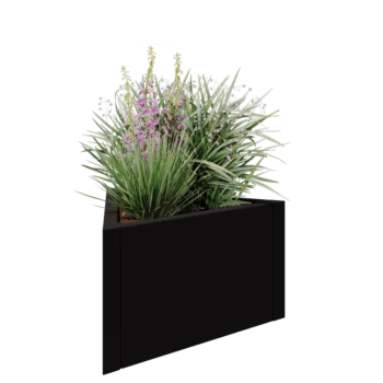 Acél virágláda - Egyenlő oldalú háromszög - 70,6 x 61 x 40 cm - RAL9005 matt (fekete) - Fenéklemez nélkül