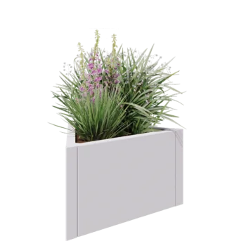 Acél virágláda - Egyenlő oldalú háromszög - 70,6 x 61 x 40 cm - RAL9010 matt (fehér) - Fenéklemez nélkül