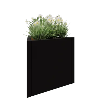 Acél virágláda - Egyenlő oldalú háromszög - 70,6 x 61 x 60 cm - RAL9005 matt (fekete) - Fenéklemez nélkül