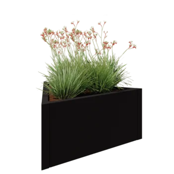 Acél virágláda - Egyenlő oldalú háromszög - 90,6 x 78,3 x 40 cm - RAL9005 matt (fekete) - Fenéklemez nélkül
