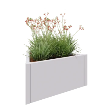 Acél virágláda - Egyenlő oldalú háromszög - 90,6 x 78,3 x 40 cm - RAL9010 matt (fehér) - Fenéklemez nélkül