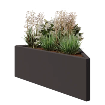 Acél virágláda - Egyenlőtlen oldalú háromszög - 112,2 x 60,5 x 40 cm - RAL7016 matt (antracitszürke) - Fenéklemez nélkül