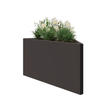 Acél virágláda - Egyenlőtlen oldalú háromszög - 112,2 x 60,5 x 60 cm - RAL7016 matt (antracitszürke) - Fenéklemez nélkül