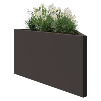 Acél virágláda - Egyenlőtlen oldalú háromszög - 112,2 x 60,5 x 60 cm - Más RAL szín - Fenéklemez nélkül