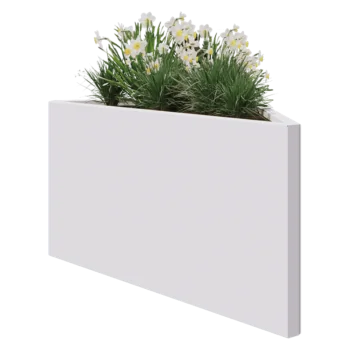 Acél virágláda - Egyenlőtlen oldalú háromszög - 112,2 x 60,5 x 60 cm - RAL9010 matt (fehér) - Fenéklemez nélkül