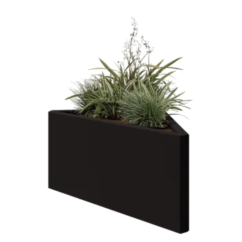 Acél virágláda - Egyenlőtlen oldalú háromszög - 83,9 x 46,4 x 40 cm - RAL9005 matt (fekete) - Fenéklemez nélkül