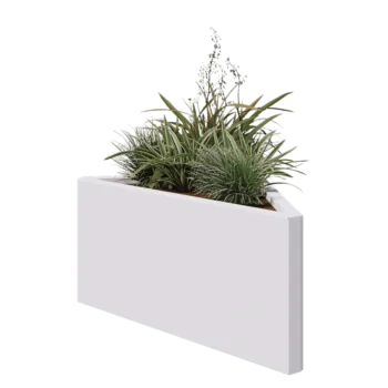Acél virágláda - Egyenlőtlen oldalú háromszög - 83,9 x 46,4 x 40 cm - RAL9010 matt (fehér) - Fenéklemez nélkül
