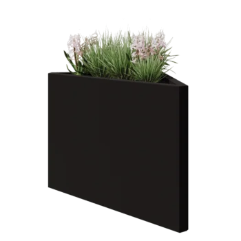 Acél virágláda - Egyenlőtlen oldalú háromszög - 83,9 x 46,4 x 60 cm - RAL9005 matt (fekete) - Fenéklemez nélkül