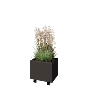 Acél virágláda - Téglalap - 40 x 30 x 30 cm - Más RAL szín - Fenéklemezzel - Kerekekkel