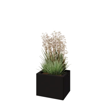 Acél virágláda - Téglalap - 40 x 30 x 30 cm - RAL9005 matt (fekete) - Fenéklemez nélkül