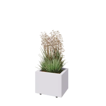 Acél virágláda - Téglalap - 40 x 30 x 30 cm - RAL9010 matt (fehér) - Fenéklemezzel - Lábakkal