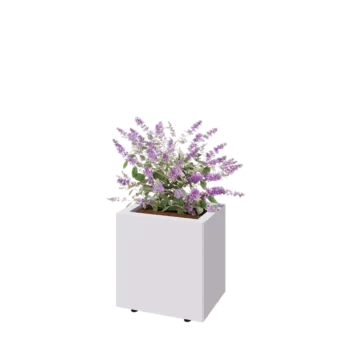 Acél virágláda - Téglalap - 40 x 30 x 40 cm - RAL9010 matt (fehér) - Fenéklemezzel - Lábakkal