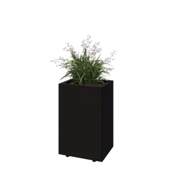 Acél virágláda - Téglalap - 40 x 30 x 60 cm - RAL9005 matt (fekete) - Fenéklemezzel - Lábakkal