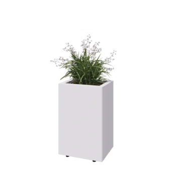 Acél virágláda - Téglalap - 40 x 30 x 60 cm - RAL9010 matt (fehér) - Fenéklemezzel - Lábakkal