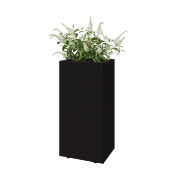 Acél virágláda - Téglalap - 40 x 30 x 80 cm - RAL9005 matt (fekete) - Fenéklemezzel - Lábakkal