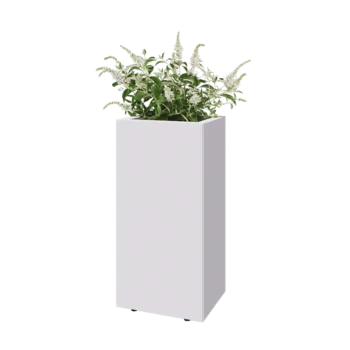 Acél virágláda - Téglalap - 40 x 30 x 80 cm - RAL9010 matt (fehér) - Fenéklemezzel - Lábakkal