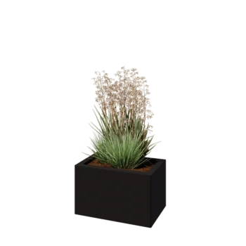 Acél virágláda - Téglalap - 50 x 30 x 30 cm - RAL9005 matt (fekete) - Fenéklemez nélkül