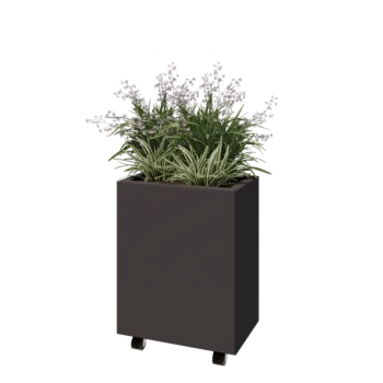 Acél virágláda - Téglalap - 50 x 30 x 60 cm - RAL7016 matt (antracitszürke) - Fenéklemezzel - Kerekekkel