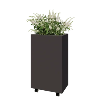 Acél virágláda - Téglalap - 50 x 30 x 80 cm - RAL7016 matt (antracitszürke) - Fenéklemezzel - Kerekekkel
