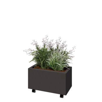 Acél virágláda - Téglalap - 60 x 30 x 30 cm - Más RAL szín - Fenéklemezzel - Kerekekkel